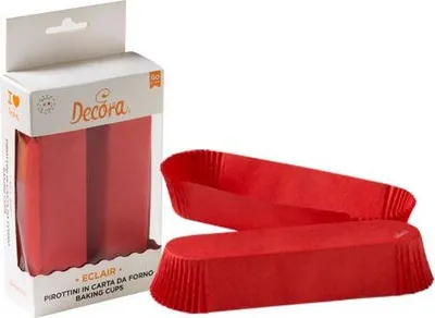 Obrázok produktu pre Papierové košíčky na eclair 135x33x28mm červené 60ks - Decora