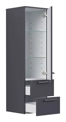 Produktbild von Hochschrank 120 cm anthrazit seidenglanz mit Glaseinlagen