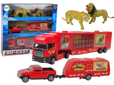 Zdjęcie produktu dla Cyrkowa Ciężarówka Transporter Zwierząt Przyczepa Pickup  Lew Tygrys
