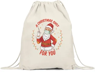 Produktbild von A Christmas Shot for you Turnbeutel Gymsack  humorvoller Weihnachtsmann Impfung  Weihnachten ist wieder da