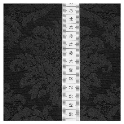 Produktbild von Jacquard Damast Dekostoff Floral Barock - Meterware, Farbe Schwarz - für Kissenbezüge, Tischdecken, Dekoration, Gardinen, Bekleidung und mehr.