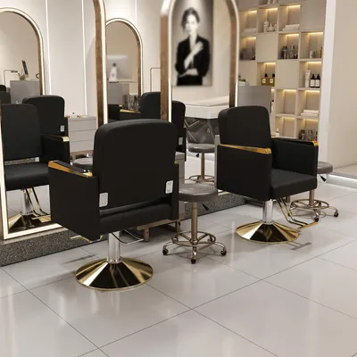 Produktbild von Hydraulischer Friseurstuhl 360° Drehbar Stylist Stuhl Tattoo Spa Friseursessel Schwarz