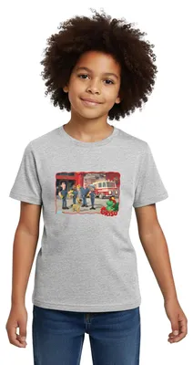 Produktbild von Spreadshirt Grisu Der Kleine Drache Feuerwehr Und Hund Kinder T-Shirt, 110/116 (5-6 Jahre), Grau meliert