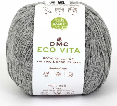 Obrázek produktu pro DMC Eco Vita, příze, šedá barva, bavlna, 250 metrů, materiál: bavlna, 100%, tloušťka: 4 - 5