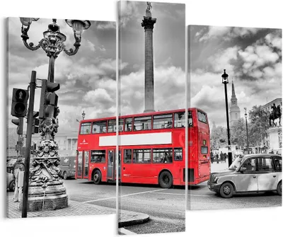 Produktbild von Bild auf Leinwand - Leinwandbild - Trafalgar Platz Taxi London - 95x80cm - Wand Bild - Wanddeko - Leinwanddruck - Bilder - Kunstdruck - Wanddekoration - Leinwand bilder - Wandkunst - CB95x80-0488