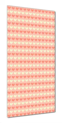 Produktbild von Wallario selbstklebende Duschrückwand 90 x 190 cm mit Motiv Muster Herzen in beige und rot - Wandverkleidung mit Hochglanzlaminat in Glasoptik
