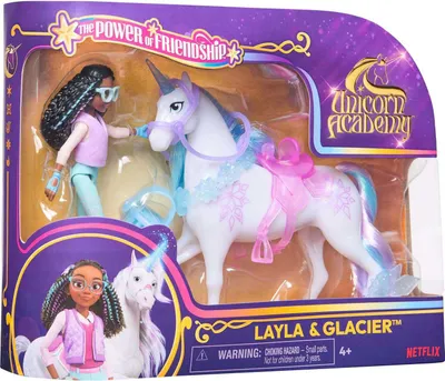 Produktbild von Unicorn Academy - Layla und Einhorn Glacier (mit echter Mähne und Schweif sowie Bürste)