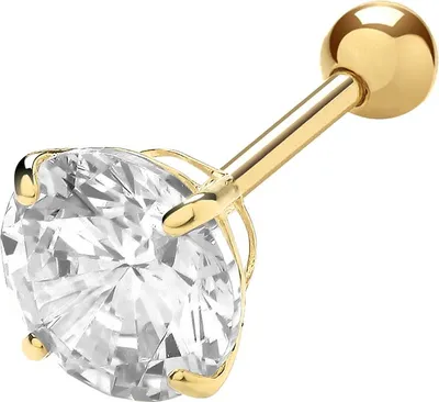 Produktbild von Wunderschöne 9 Karat (375) Gold Damen - Einzel Knorpel Ohrstecker mit Zirkonia - 6mm*6mm; TRS35058