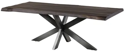 Produktbild von MASSIVMOEBEL24.DE Baumtisch Mango 200x100x77 grau lackiert / Kreuzgestell anthrazit glänzend FREEFORM 5