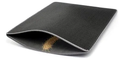 Produktbild von Ibenzoa® Katzenstreu-Matte Waben-Design – pfotenfreundliche EVA-Matte L 76 x 61 cm, wasserdicht, fängt lose Katzenstreu auf, seitliche Öffnung zum Entleeren