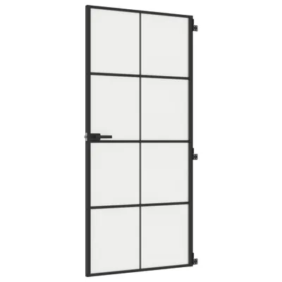 Zdjęcie produktu dla Drzwi wewnętrzne, czarne, 93x201,5 cm, szkło i aluminium