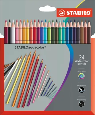 Produktbild von Aquarell-Buntstift - STABILO aquacolor - 24er Pack - mit 24 verschiedenen Farben