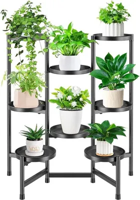 Produktbild von Metallischer Pflanzständer für Innen- und Außenbereiche - 8 Schichten schwarz - Terrasse, Garten, Balkon, Wohnzimmer
