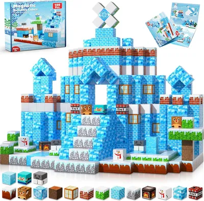 Immagine prodotto di Blocchi magnetici, 100 pezzi, tema: ghiaccio e neve, per bambini, giocattolo Montessori