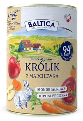 Produktbild von BALTICA Smaki regionów Rabbit with carrot – Nassfutter für Hunde – 400g
