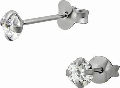 Image de SilberDream Boucles d'oreilles pour femmes 925 argent blanc zircon 4mm SDO8504W