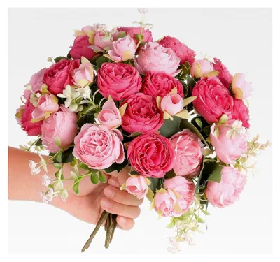 Produktbild von 2 Bündel künstliche Pfingstrosen, rosa Seidenblumen für Hochzeitsfeiern, Tischdekorationen und Heimdekoration