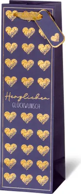 Produktbild von Geschenktasche - Flasche 36x10,5x10 cm - Elegant hearts