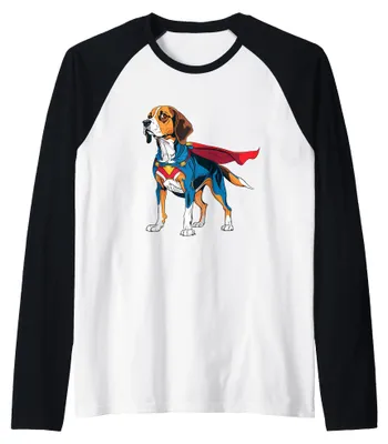 Zdjęcie produktu dla Superbohater Beagle, czerwony płaszcz, koszulka raglan