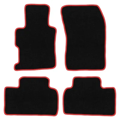 Zdjęcie produktu dla Dywaniki samochodowe welurowe CARLUX-RED do: Honda Civic IX (2011-2016, sedan) czarne z czerwonym obszyciem, z mocowaniami