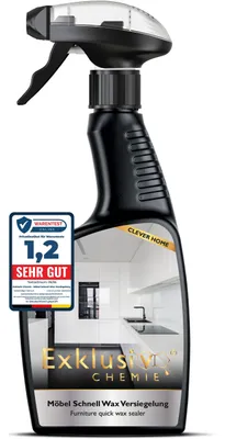 Produktbild von Exklusiv Chemie Möbel Schnell Wax Versiegelung | Hochglanz Möbel Pflege und Versiegelung | Furnierholz, Lackoberflächen, Küchen, Türen 500ml