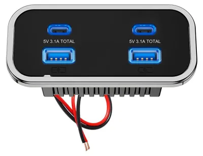 Obrázek produktu pro Zásuvka pro nabíjení v autě, dva USB porty, podpora rychlého nabíjení, 2 USB typu C – 1