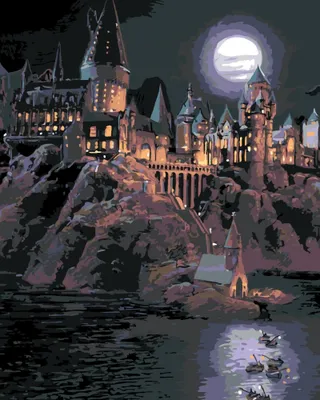 Produktbild von MALEN NACH ZAHLEN MIT RAHMEN Bilder zum Malen - Hogwarts bei Nacht 40x50 cm