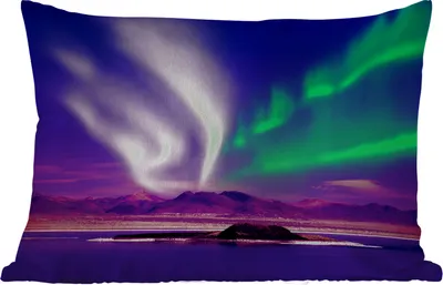 Produktbild von MuchoWow® Outdoor Kissen - Nordlichter - Schnee - Natur - 50x30 cm - Wetterfest - Lounge Kissen - Sofa kissen - Wohnzimmer Dekoration