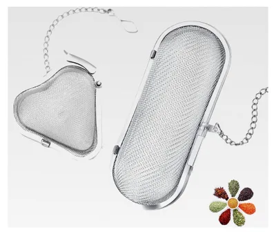Produktbild von Gewürzsieb 2 Stück, Edelstahl Tee Sieb mit Kette, Feinmaschiges Gewürzsieb für Losen Tee und Mulling Gewürze