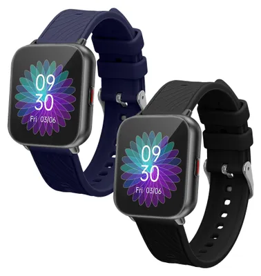 Produktbild von kwmobile 2x Uhrenarmband für Ruimen H1 / D1 Armband - Fitnesstracker Band Set aus TPU Silikon - Ersatzarmband Smartwatch - Schwarz Dunkelblau