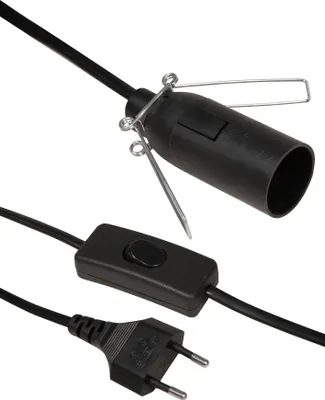 Produktbild von Euro-Netzkabel McPower mit Schnurschalter und E14 Fassung, 3,5m, schwarz