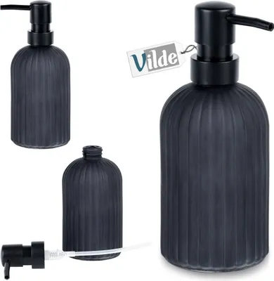 Produktbild von Vilde Seifenspender Flüssigseifen-Spender Spülmittel-Spender aus Glas schwarz 400 ml