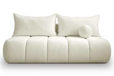 Produktbild von BESILIO Mała sofa rozkładana 207 cm Glomi - Sofa z funkcją spania i pojemnikiem na pościel, Tkanina barnakowa boucle - Kremowy & Anthology 1
