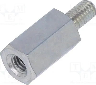 Obrázek produktu pro 10 kusů distančních spojek se závitem: vnitřní závit M3, 10 mm; vnější závit M3. Distanční prvek 225x10 mm