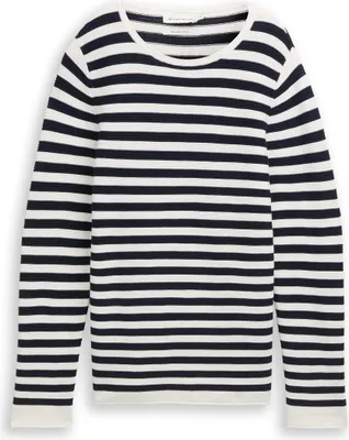 Produktbild von Tom Tailor Damen Strickpullover Rundhalsausschnitt Rippenstrick Regular Fit nachhaltige Baumwolle