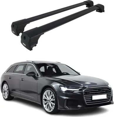 Image de Barres de toit transversales pour Audi A6 C8 Break 2018-2025 Alu Noir ABE