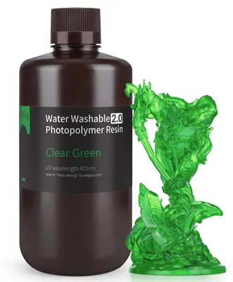 Produktbild von ELEGOO Upgraded 405nm Wasser Waschbares Resin 2.0, Klar Grün 1000g – Klar Grün 2.0