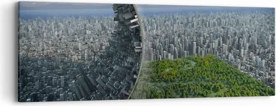 Produktbild von Bild auf Leinwand - Leinwandbild - Baum Park Abstraktion Stadt - 90x30cm - Wand Bild - Wanddeko - Leinwanddruck - Bilder - Kunstdruck - Wanddekoration - Leinwand bilder - Wandkunst - AB90x30-2506