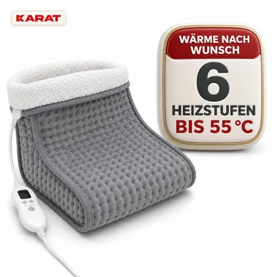 Zdjęcie produktu dla Elektryczny podgrzewacz stóp Fjord z 6 poziomami ogrzewania, timerem i wyściółką z materiału Sherpa, kolor: szary