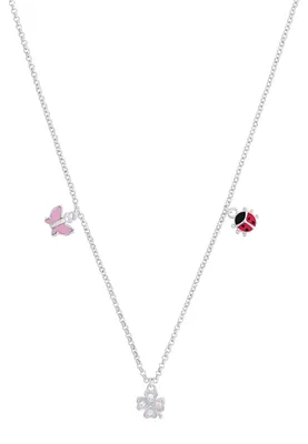 Produktbild von Lillifee Mädchen Halskette 2037943 Silber 925 Anhänger Marienkäfer Schmetterling Kleeblatt