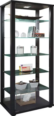 Produktbild von VCM Glasvitrine stehend | Vitrine Glas mit ESG-Sicherheitsglas | Maße ca. H. 115 x B. 50 x T. 38 cm | Standvitrine Glas | Modern und platzsparend | Glas Vitrinenschrank – Kavisa L