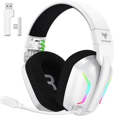 Produktbild von Wireless Gaming Headset 2.4GHz Bluetooth PS5 PS4 PC Mac Switch 50mm Treiber ENC Mikrofon 50 Std Akku Surround Sound LED USB-C