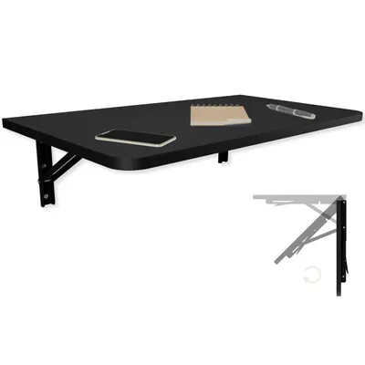 Image de Table murale pliante Bureau Plateau de table 70x40 cm en noir Table pliante Table de salle à manger Table de cuisine pour le mur Table de bar Table haute Table murale Table pliante