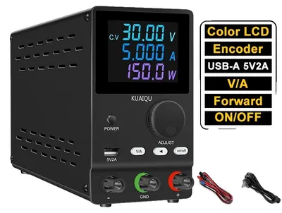 Immagine prodotto di Alimentatore CC, tensione regolabile, alta precisione, 30 V 5 A 150 W, nero