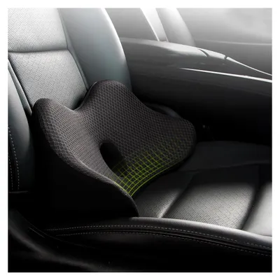 Produktbild von Keilkissen für das Auto, orthopädisches Sitzkissen aus Memory-Schaum, ergonomisches Kissen für Autositz und Bürostuhl (Schwarz)
