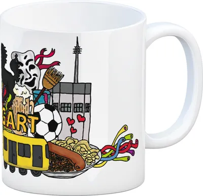 Produktbild von Kaffeebecher mit Wimmelgrafik Stuttgart Motiv Kaffeetasse Tasse