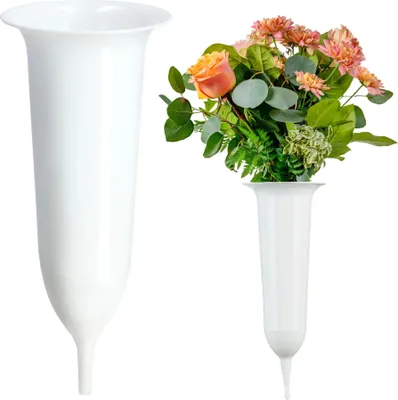 Obrázok produktu pre Hrobová váza – cintorínska váza – 23 cm – veľkosť M – na kvety – biela