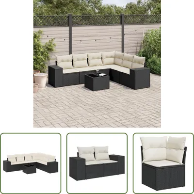 Produktbild von The Living Store 7-tlg. Garten-Sofagarnitur mit Kissen Schwarz Poly Rattan