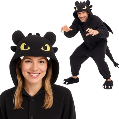 Produktbild von Pyjama Onesie Kigurumi Kostüm für Erwachsene Ohnezahn Toothless L: 165 - 175cm