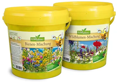 Produktbild von Duo - Set Bienen - und Wildblumen - Mischung 2 x im 1 l Eimer | Blumenwiese von N.L. Chrestensen